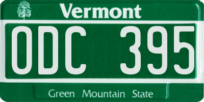 VT license plate ODC395