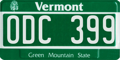 VT license plate ODC399