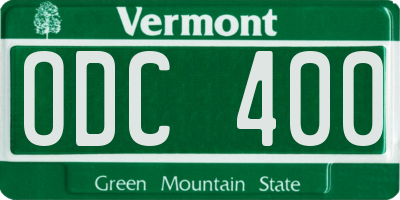 VT license plate ODC400
