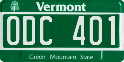 VT license plate ODC401