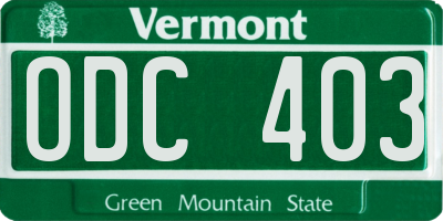 VT license plate ODC403
