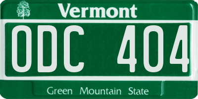 VT license plate ODC404
