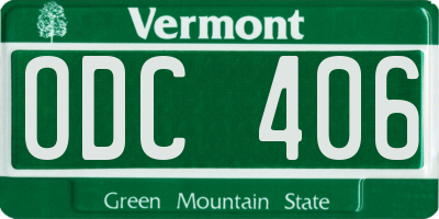 VT license plate ODC406