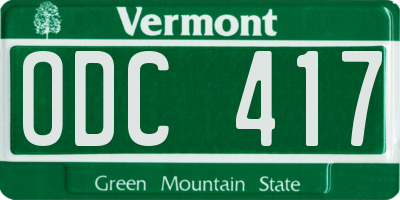 VT license plate ODC417
