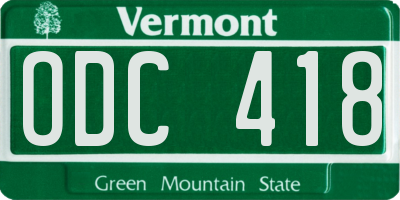 VT license plate ODC418