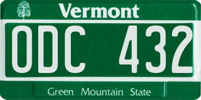VT license plate ODC432