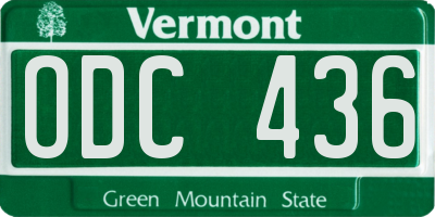 VT license plate ODC436