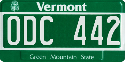VT license plate ODC442