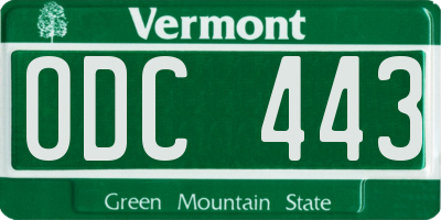 VT license plate ODC443