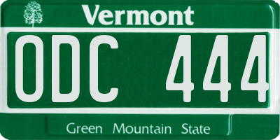 VT license plate ODC444