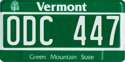 VT license plate ODC447