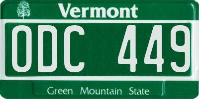VT license plate ODC449