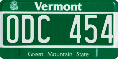VT license plate ODC454