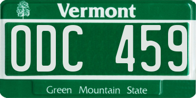 VT license plate ODC459