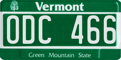 VT license plate ODC466