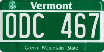 VT license plate ODC467