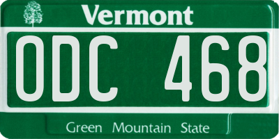 VT license plate ODC468