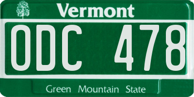VT license plate ODC478