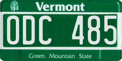 VT license plate ODC485