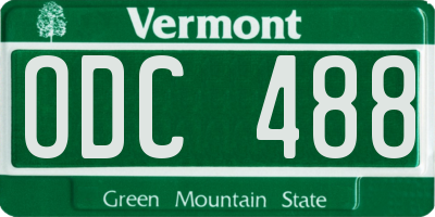 VT license plate ODC488