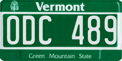 VT license plate ODC489