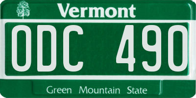 VT license plate ODC490