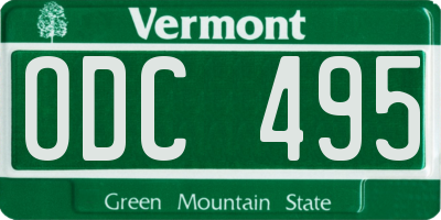 VT license plate ODC495