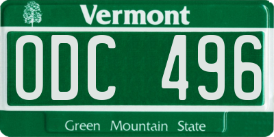 VT license plate ODC496