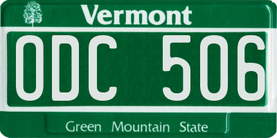 VT license plate ODC506