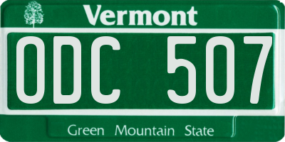 VT license plate ODC507