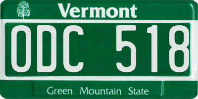 VT license plate ODC518