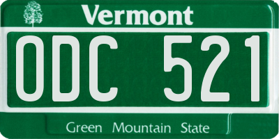 VT license plate ODC521