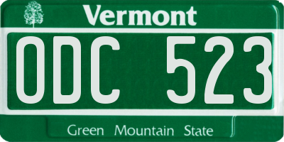 VT license plate ODC523