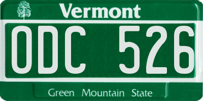 VT license plate ODC526