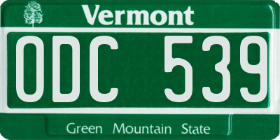 VT license plate ODC539