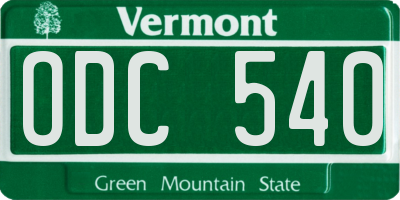 VT license plate ODC540