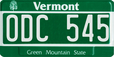 VT license plate ODC545