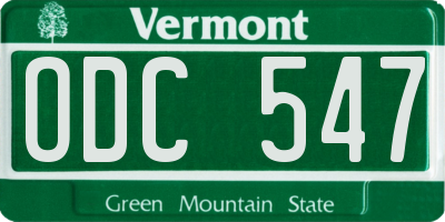 VT license plate ODC547