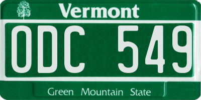 VT license plate ODC549