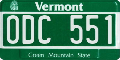 VT license plate ODC551