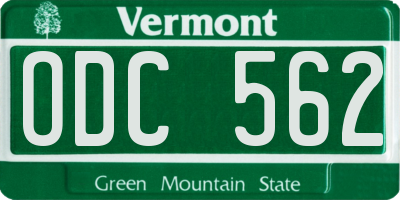 VT license plate ODC562