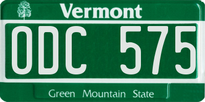 VT license plate ODC575