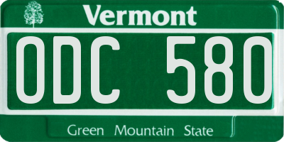 VT license plate ODC580