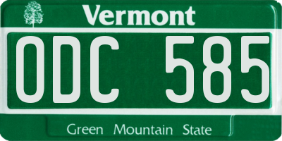 VT license plate ODC585