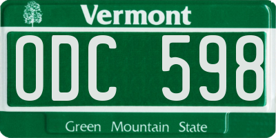 VT license plate ODC598
