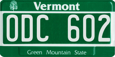 VT license plate ODC602