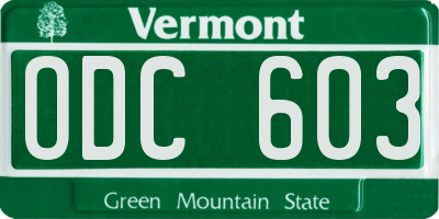 VT license plate ODC603