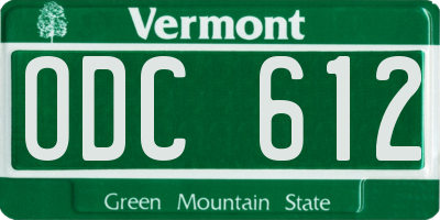 VT license plate ODC612