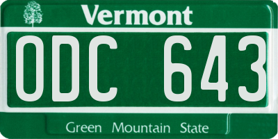VT license plate ODC643