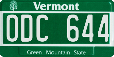 VT license plate ODC644